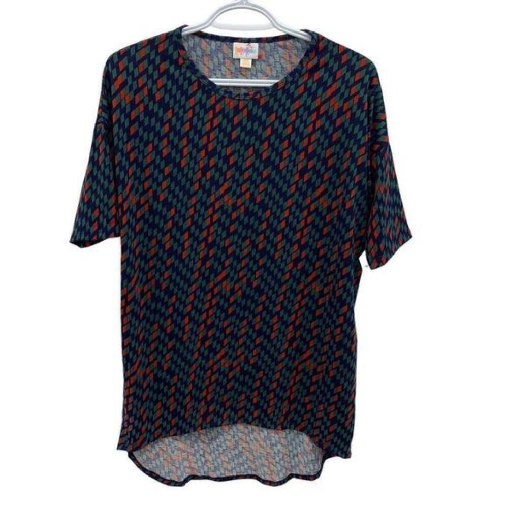 NWT LuLaRoe Irma Tunic Shirt Top Size S Multicolor Geometric Square Pattern‌‌‌